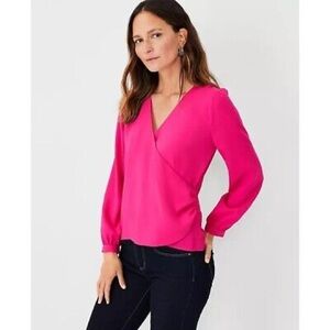 Ann Taylor Pink Wrap Top